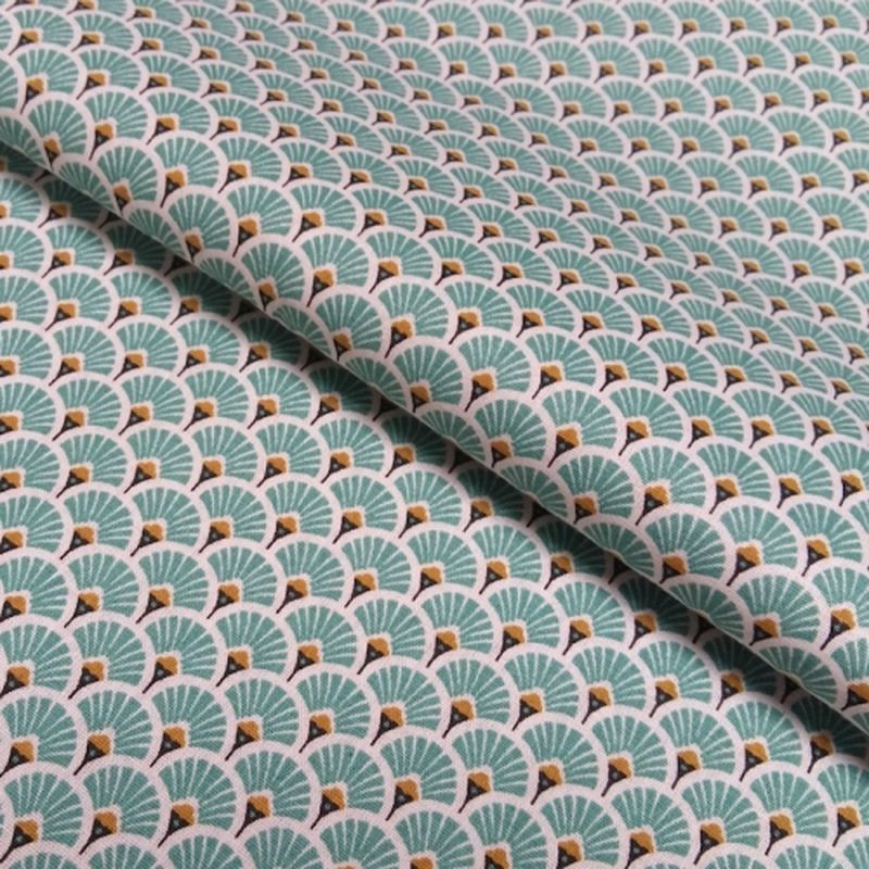 tissu eventail turquoise